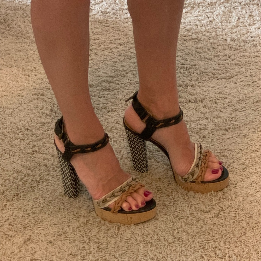 Lanvin leather and cork heels. Size 40